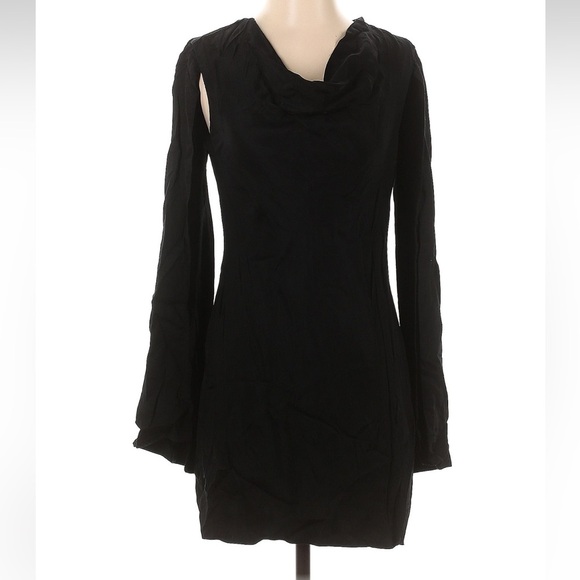 Anthropologie Maeve Flowy Bell Slit Sleeve Lined Black Minidress Size 0 XXS XS - Picture 4 of 10